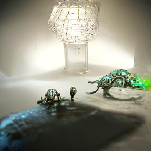 Robot's Escape: Creepy Cosmic Horror in Biopunk Style