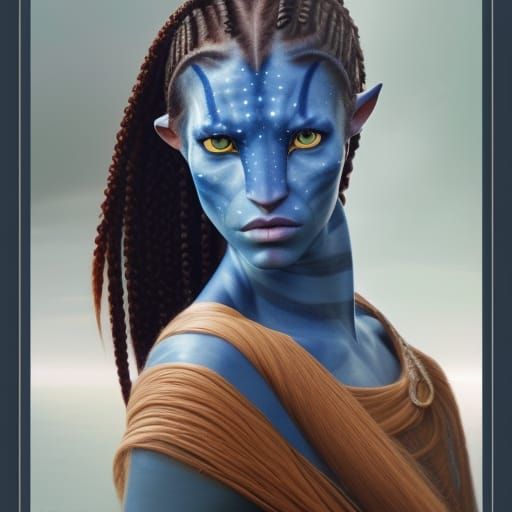 Stunning Blue Avatar Portrait in Detailed Digital Art