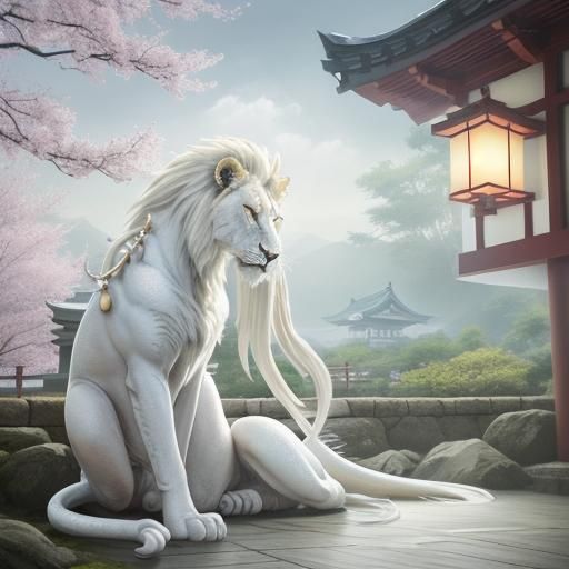 Serene Dragon in Japanese Temple: Digital Concept Art