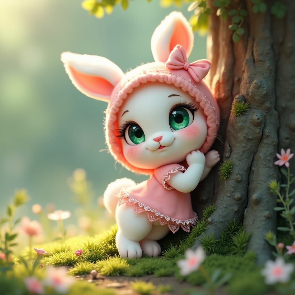 Adorable Anime Bunny in Pastel Wonderland