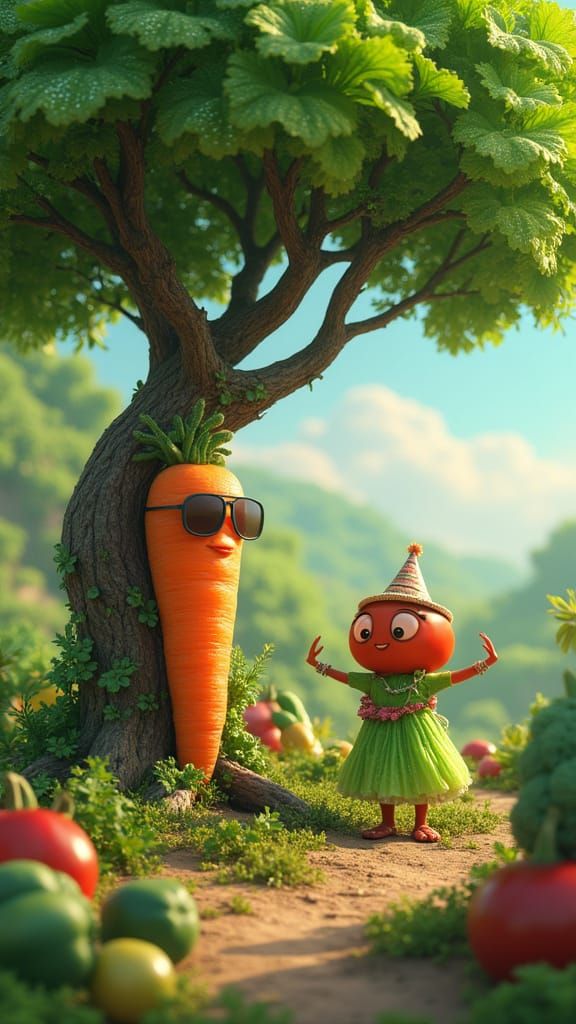 Surreal Vegetable Paradise Under the Great Salad Tree