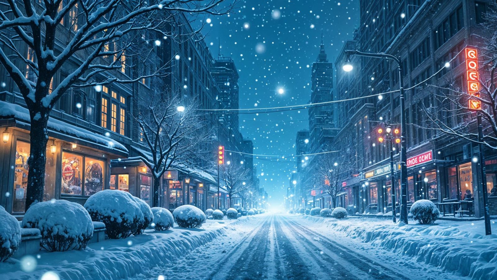 Epic winter storm in dramatic anime style, swirling snowflak...