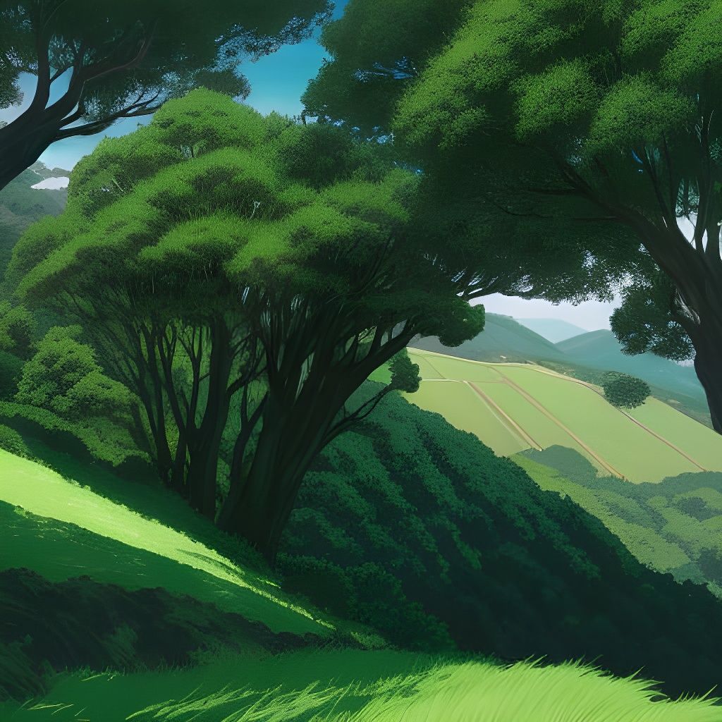 Vibrant Green Hills of Tasmania in Anime Style