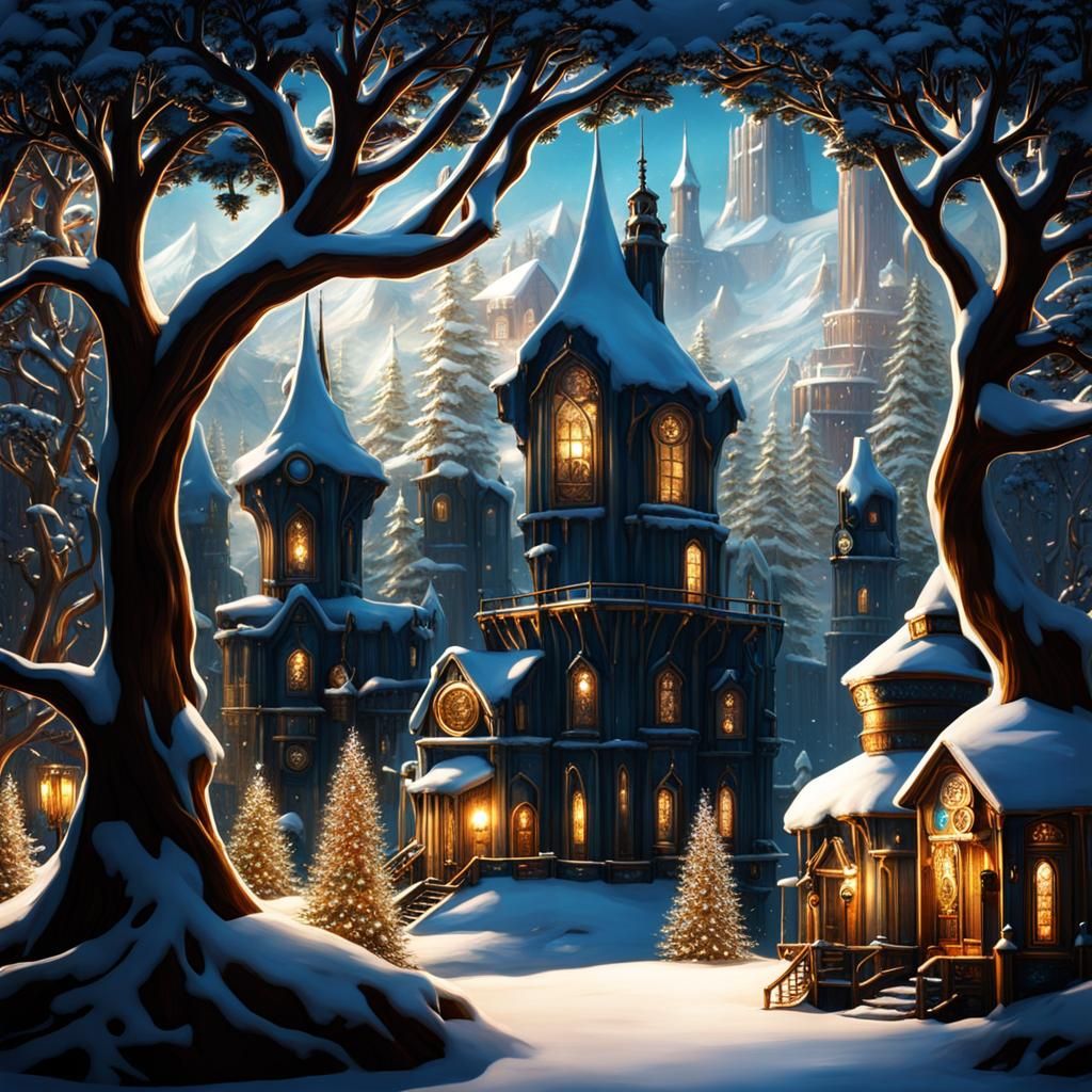 Steampunk Winter Wonderland with Clockwork Towers
