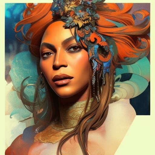 Beyoncé Concept Art in Art Nouveau Style