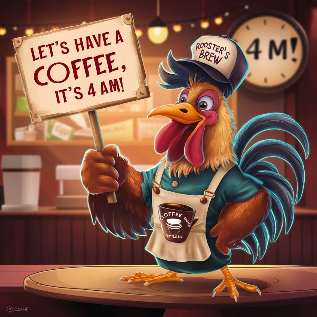 Rooster Barista Invites You for 4 AM Coffee