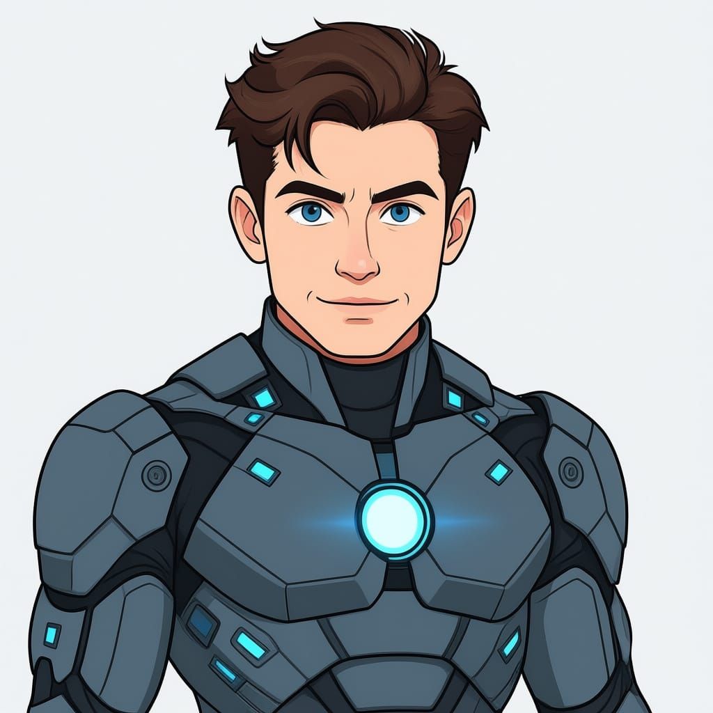 Man in Robotic Suit with Heterochromia