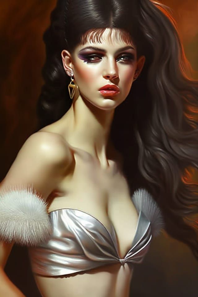 Hyperrealistic Punk Rock Girl Fantasy Oil Painting