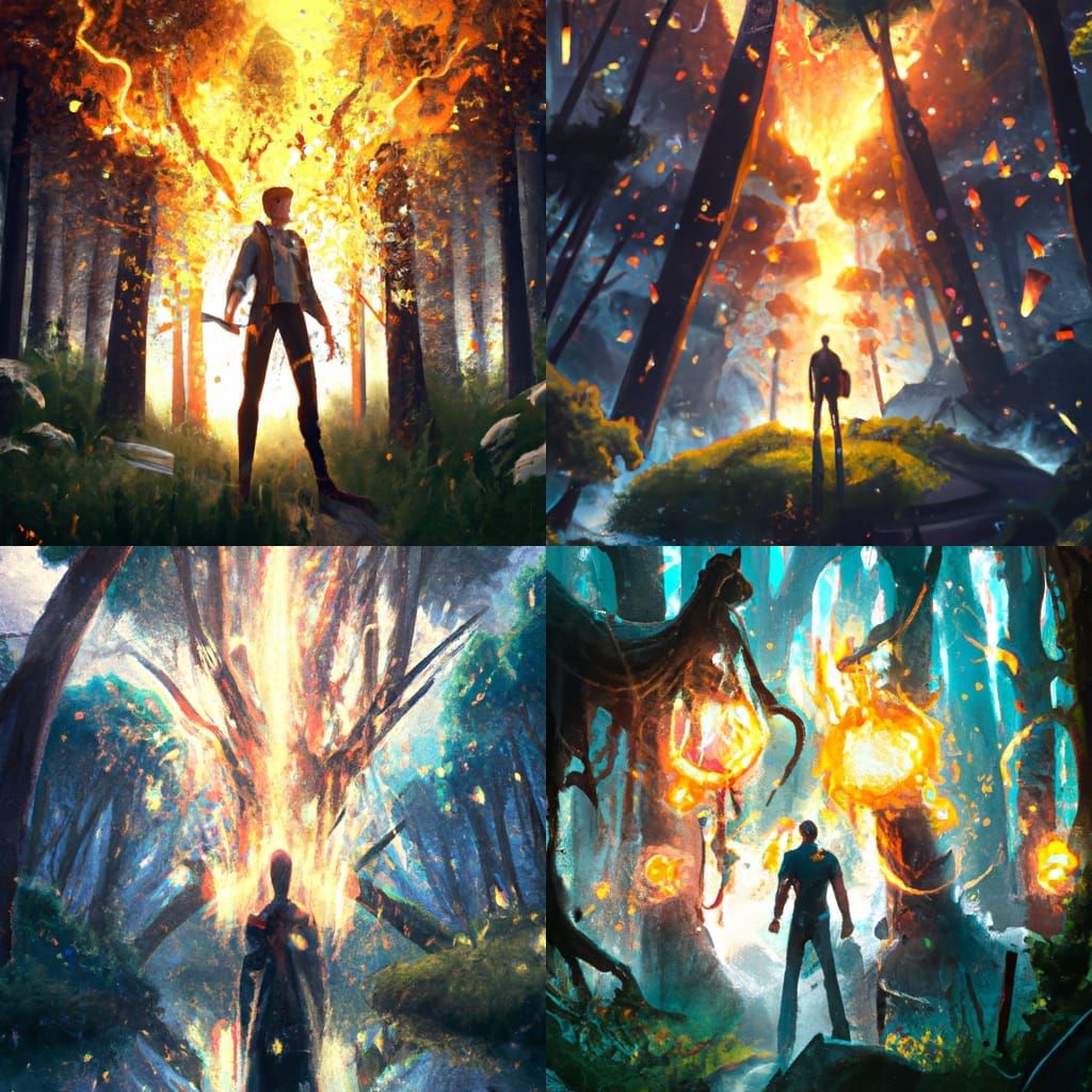 Magical Explosions in Forest: Comic Book Art