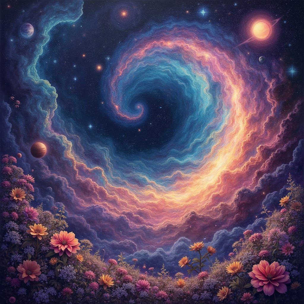 Cosmic Vortex of Stardust in Psychedelic Style