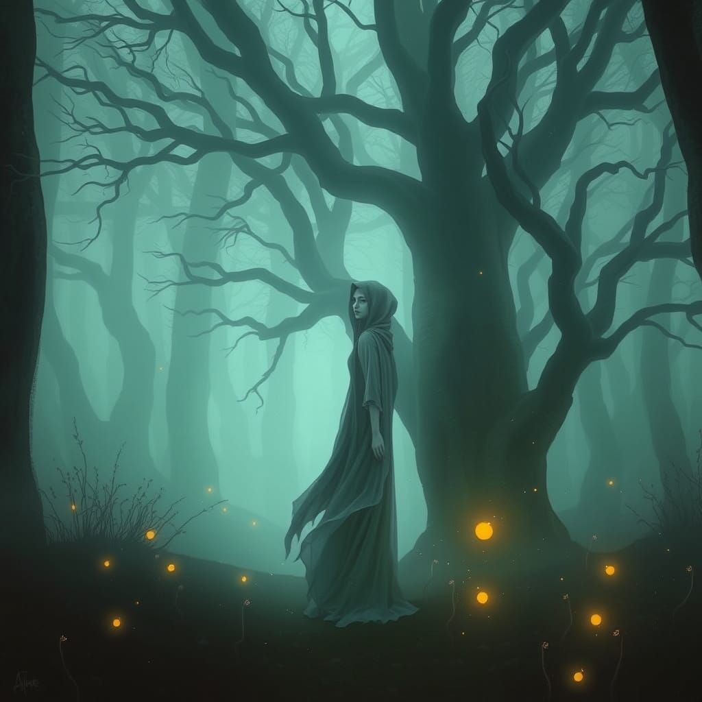 Enigmatic Dreamweaver in a Mystical Forest