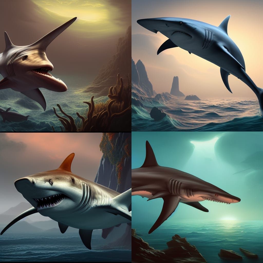 Detailed Hammerhead Shark Fantasy Concept Art