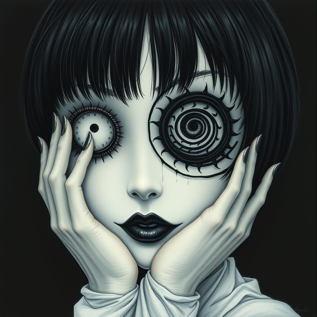 Surreal Woman in Ethereal Fantasy Setting with Spiraling Det...