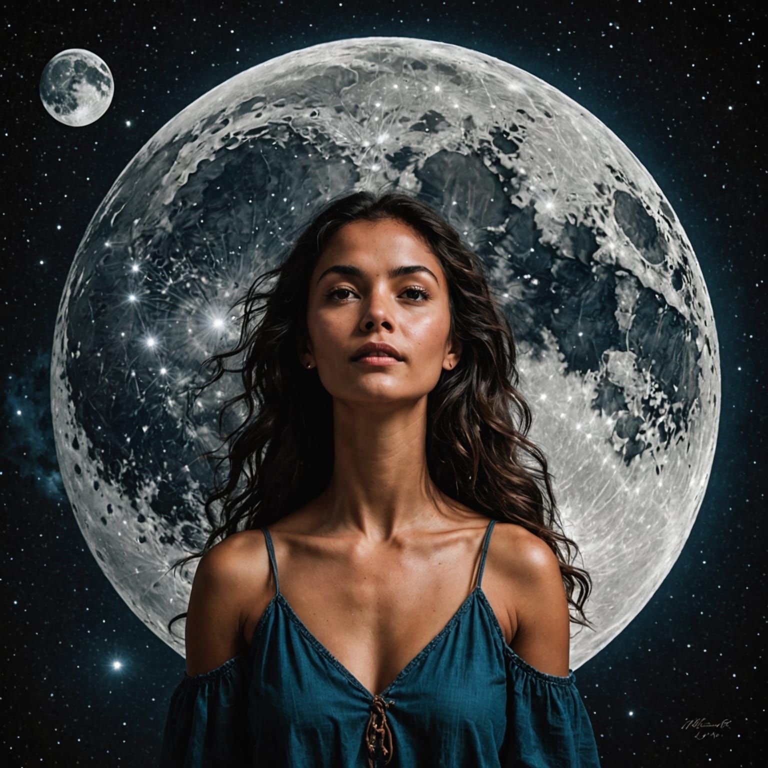 Full Moon Over Earth With Universe Within