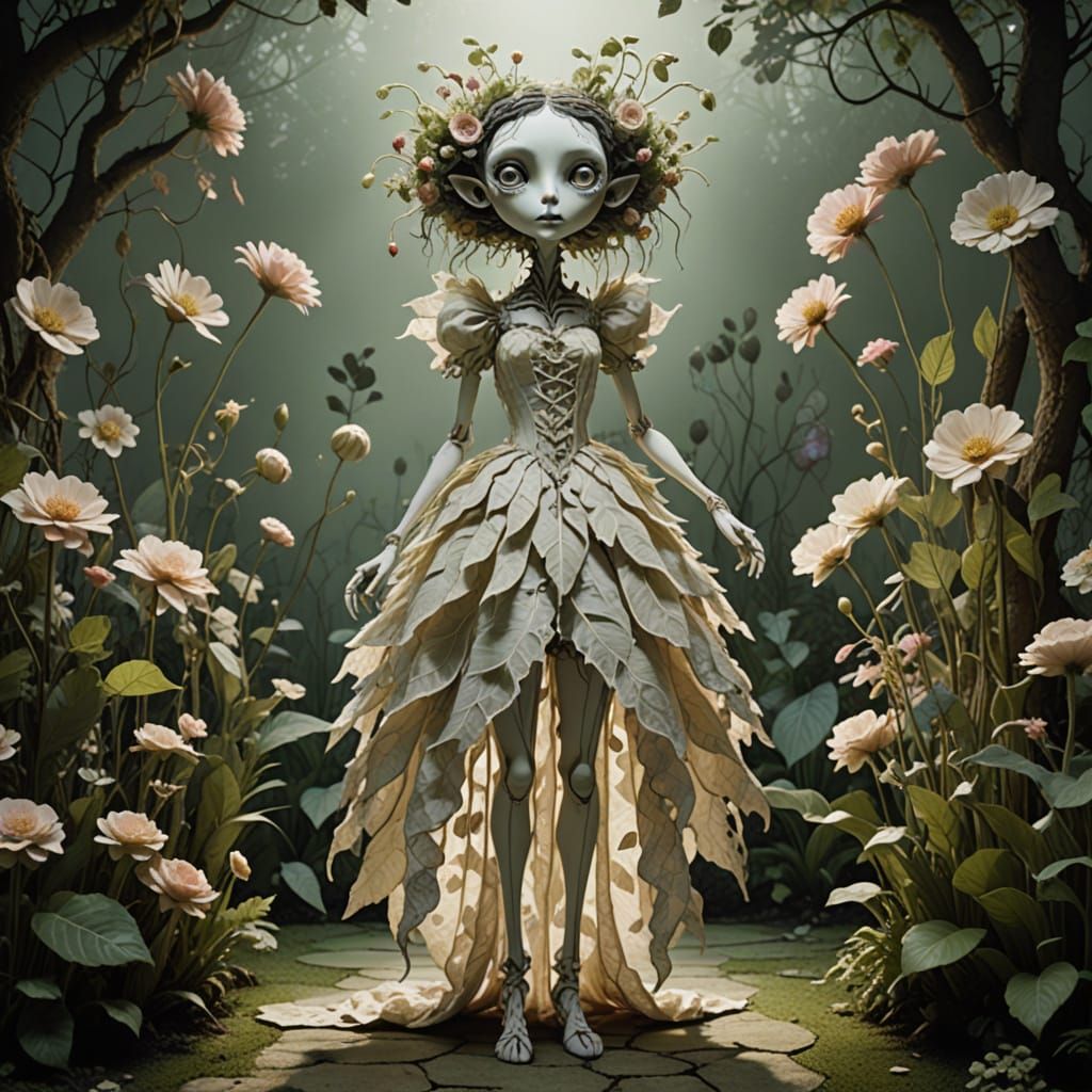 Surreal Plant Human Hybrid with Porcelain Head in Enchanted ...