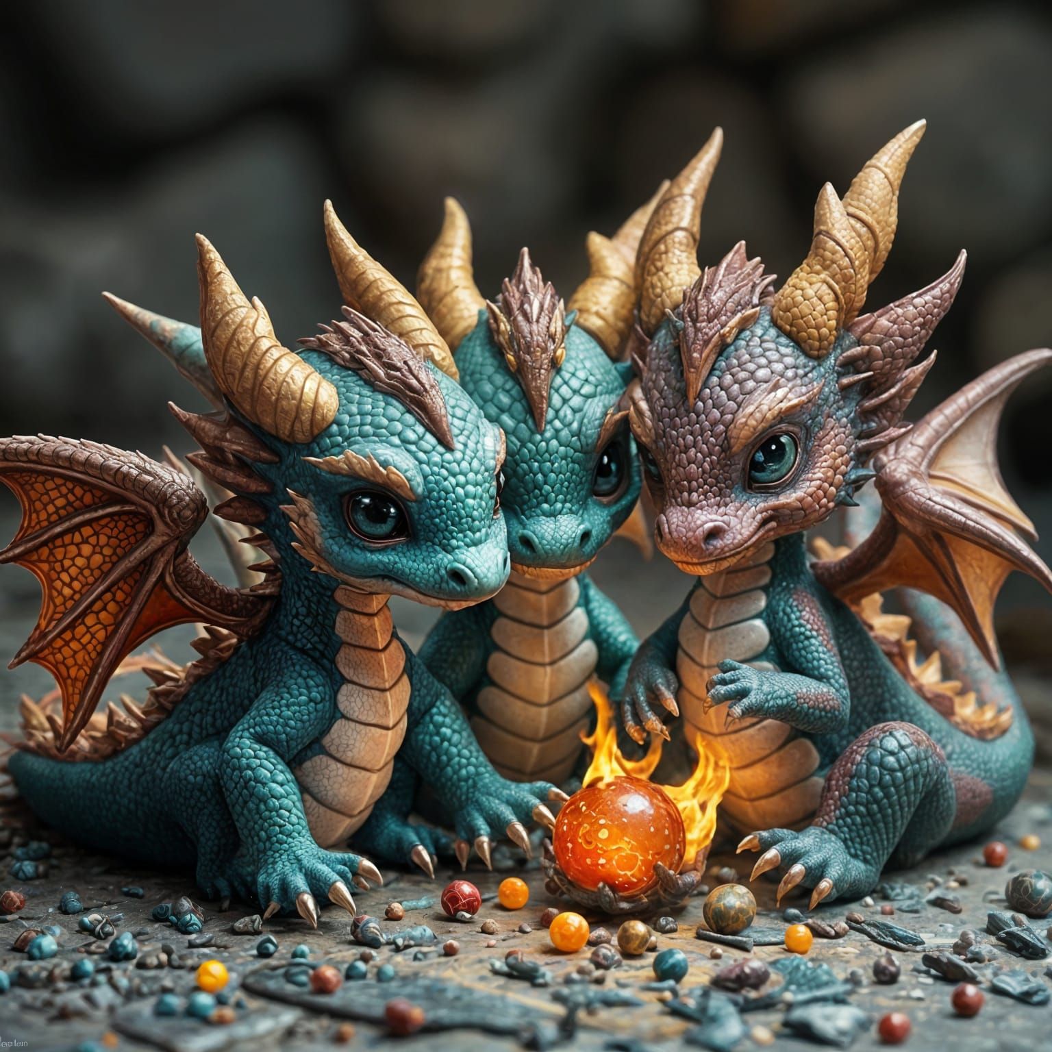 Cute Dragons Play With Fireballs