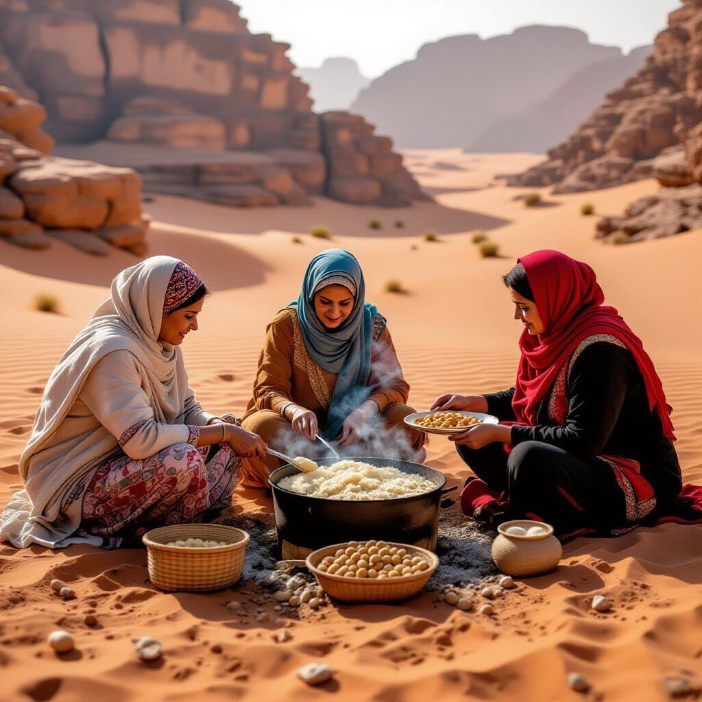 Wadi Rum Women Cooking Goats, National Geographic Style