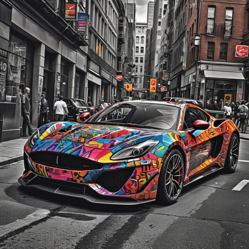 Pop Art Sports Car in Hyperrealistic Detail