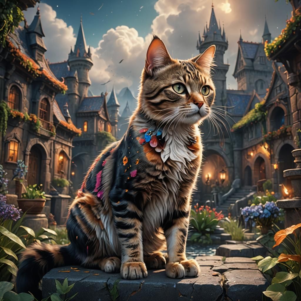 Beautiful Cat Portrait in Detailed Matte Style