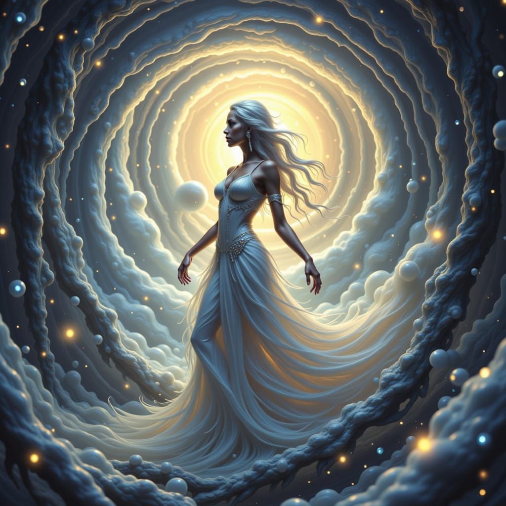 Ethereal Moon Goddess in Dreamlike Digital Art