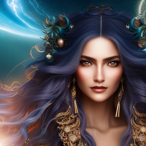 Ethereal Woman with Constellation Cloak on Bus