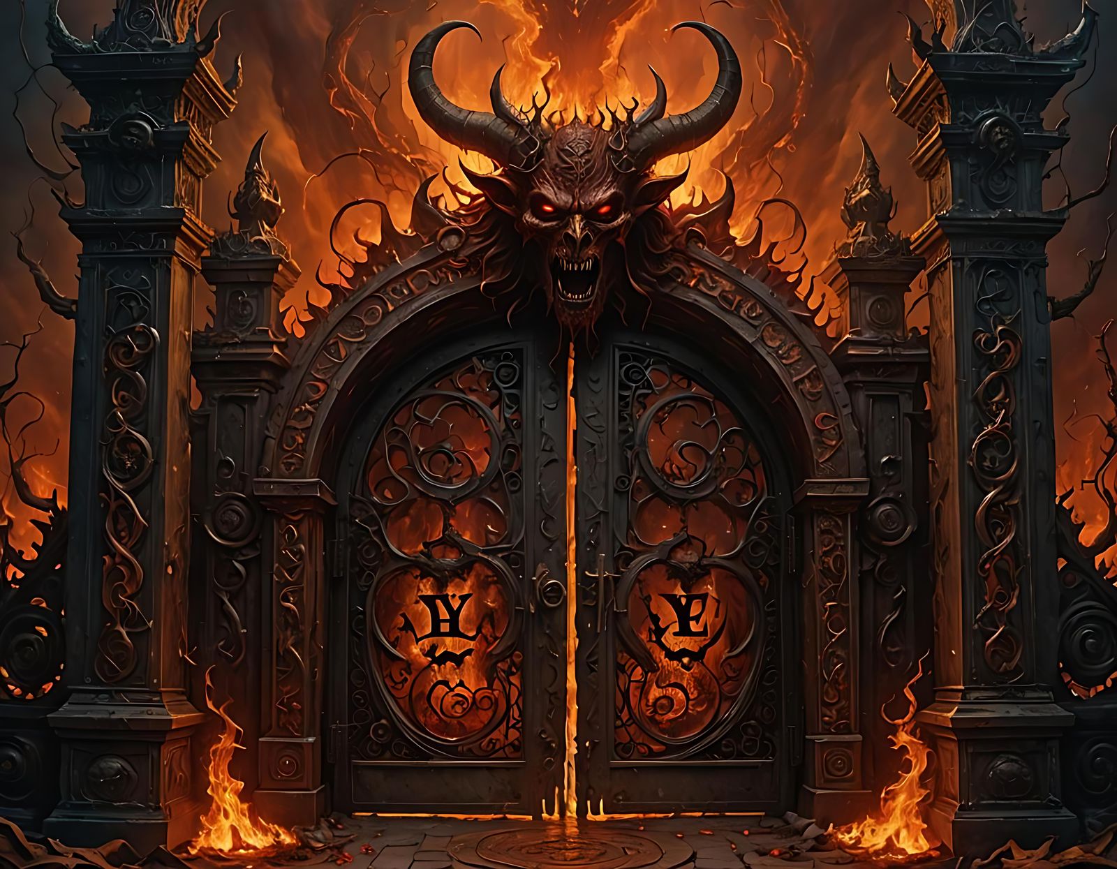 Horror Painting: Satan at the Gates of Hell