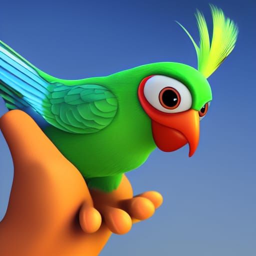 Colorful Parakeet in 3D Digital Art Style