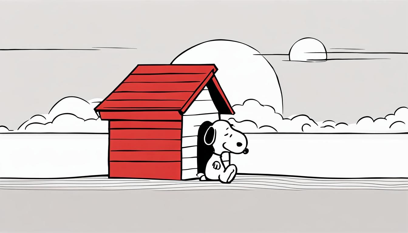 Snoopy Sunbathing: Minimalist Line Art Profile