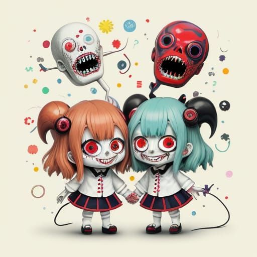 Creepy Cute Chibi Demons in School Uniforms