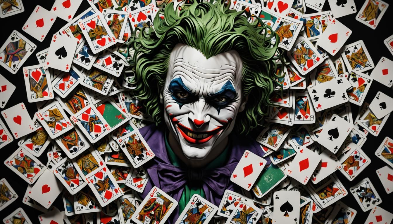 Surreal Joker Sculpture Made of Playing Cards