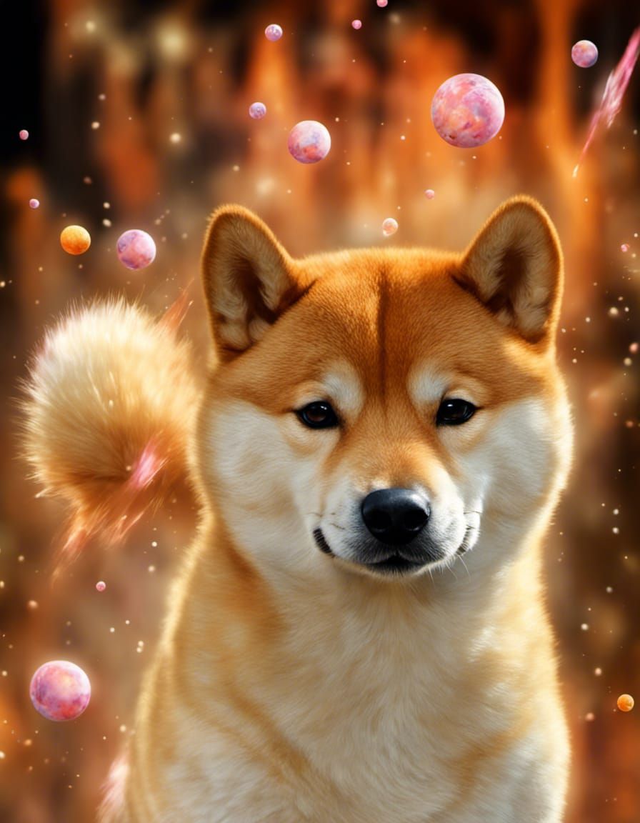 Cosmic Shiba Inu in Hyperdetailed Pop Art