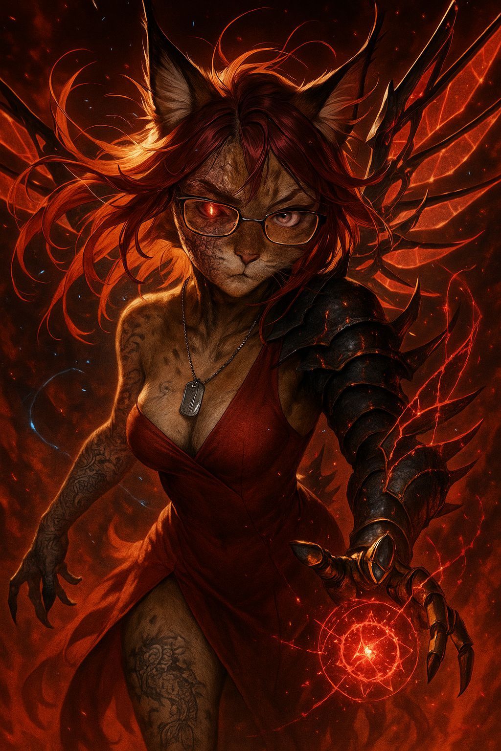 Anime Lynx in Inferno, Detailed Visual with Vivid Colors