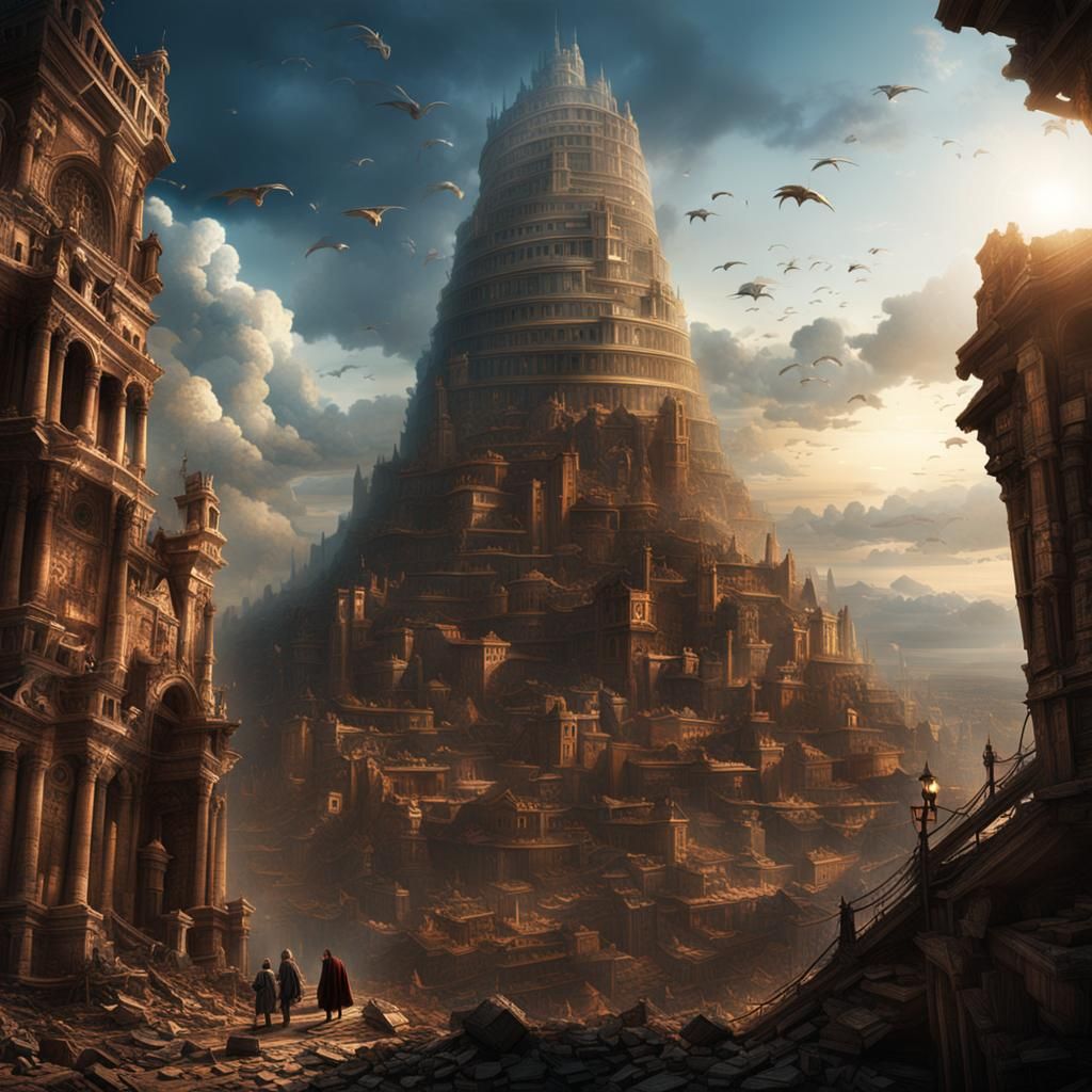 Epic Tower of Babel Digital Matte Painting