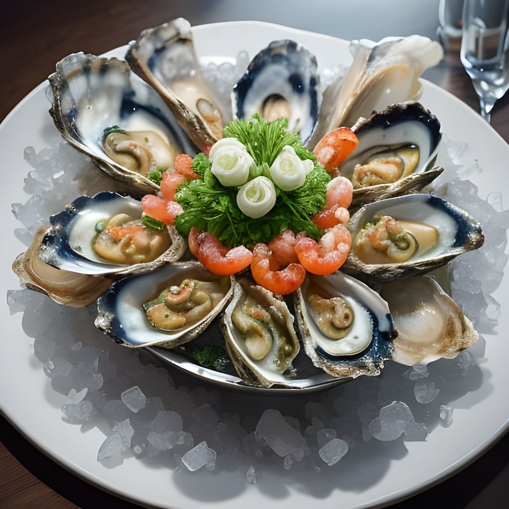 Luxurious Shellfish Platter in Golden Light