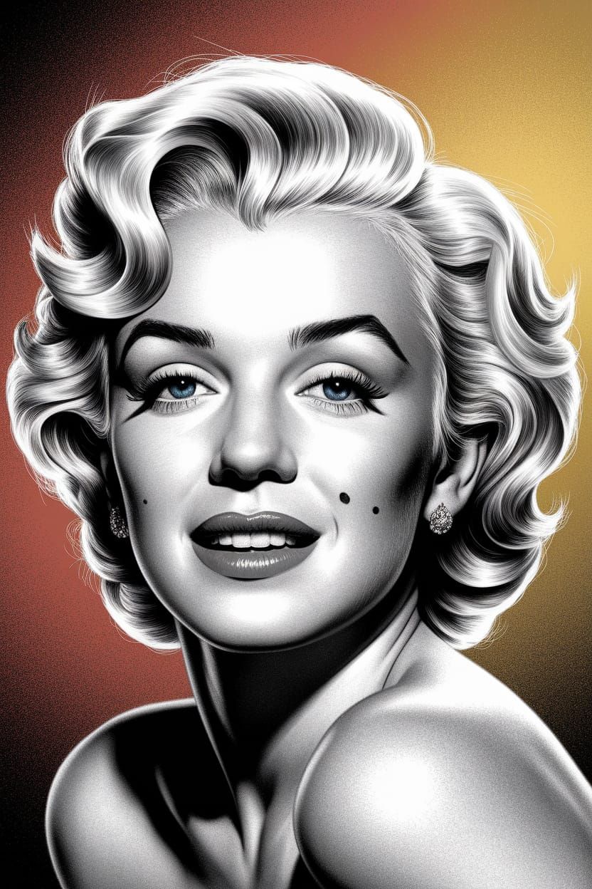 Kelly Freas-Style Charcoal Drawing of Marilyn Monroe