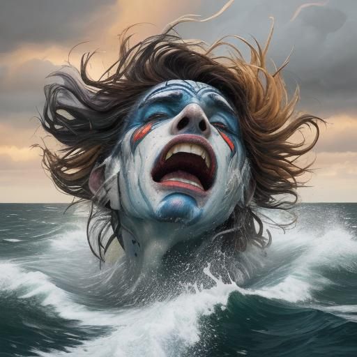 Viking Sails Through Storm: Expressionist Oil Painting