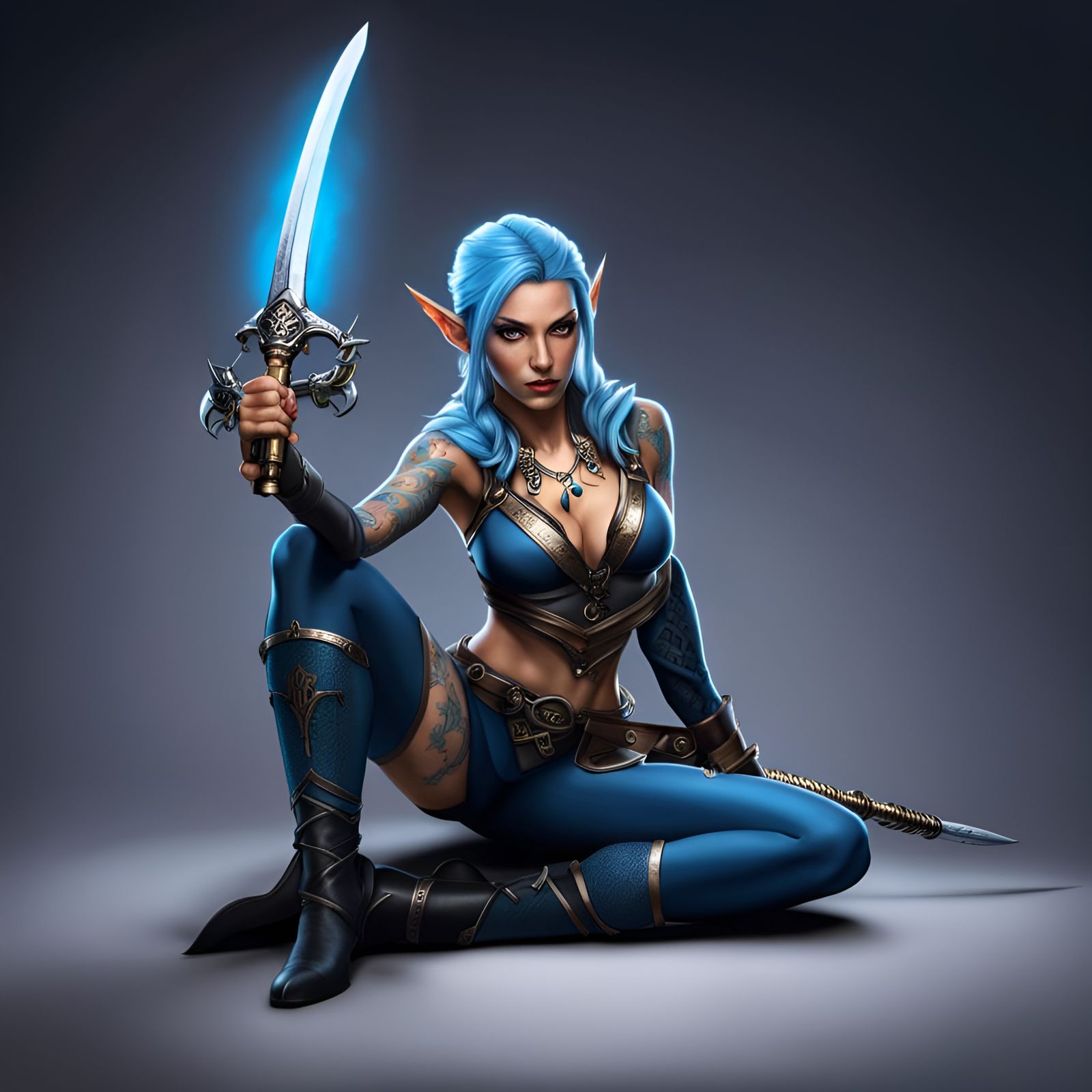 Photorealistic Elf Assassin with Spider Tattoos