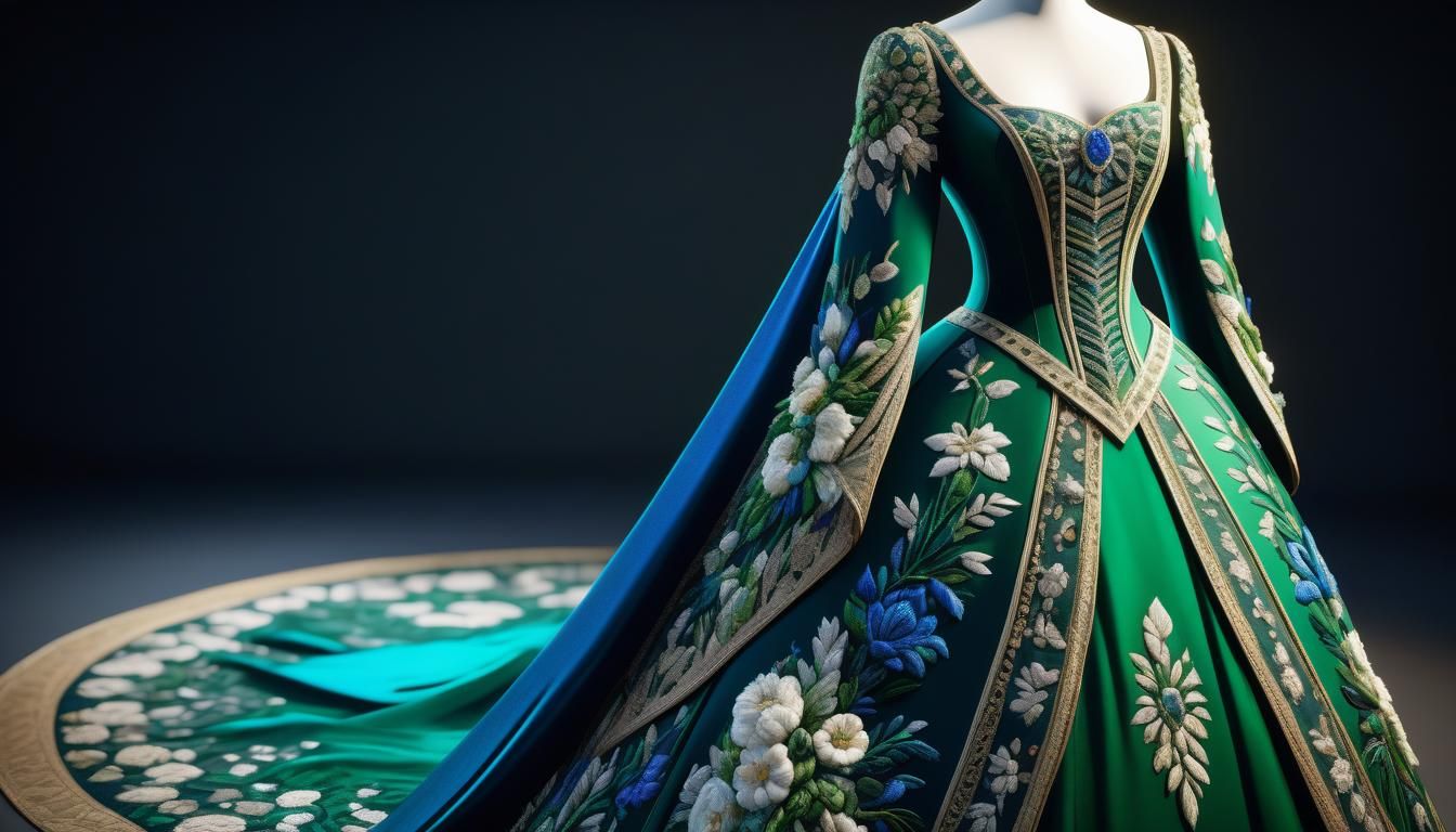 Royal Dress with Floral Embroidery in Unreal Engine