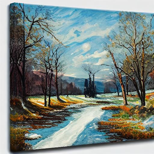 Winter and Spring in Gouache Style