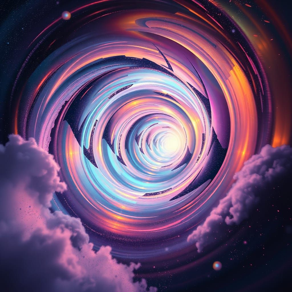 Iridescent Vortex: A Dreamlike Wormhole in Digital Art