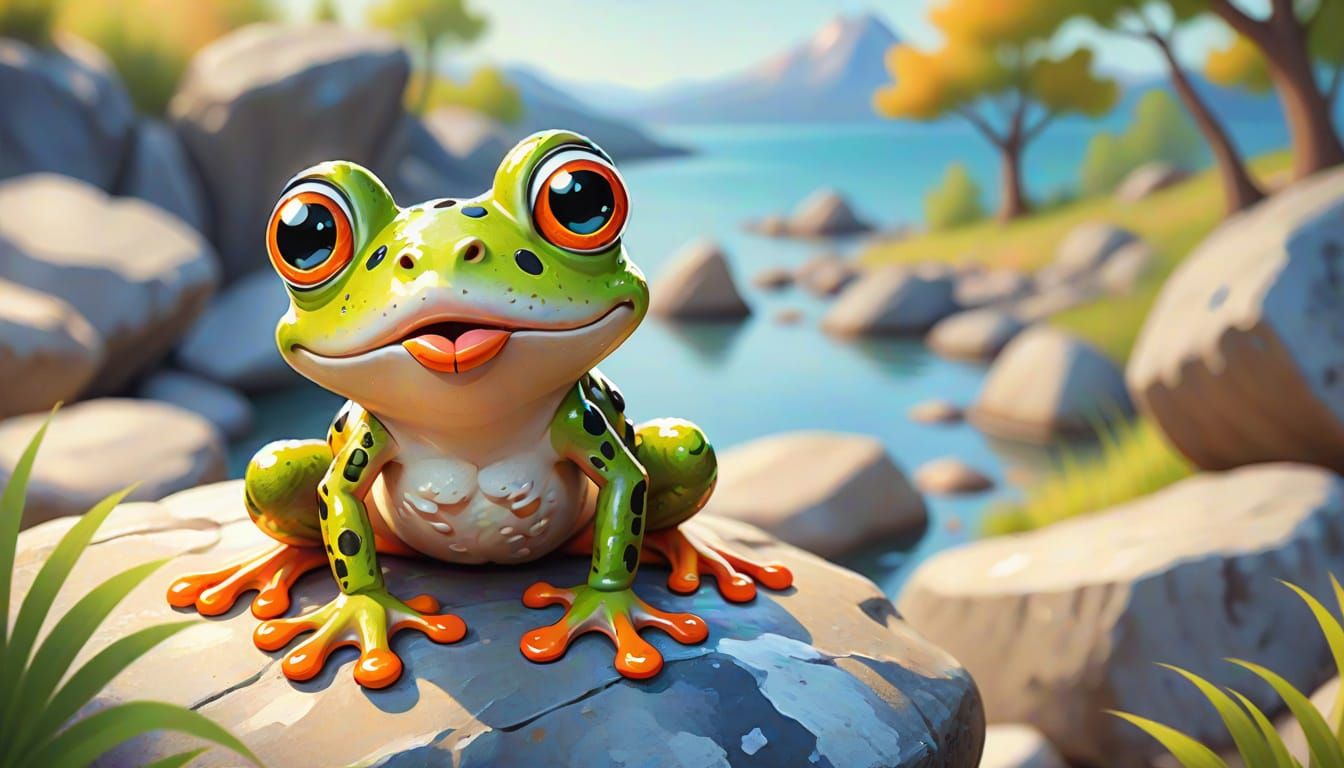 A cartoon frog