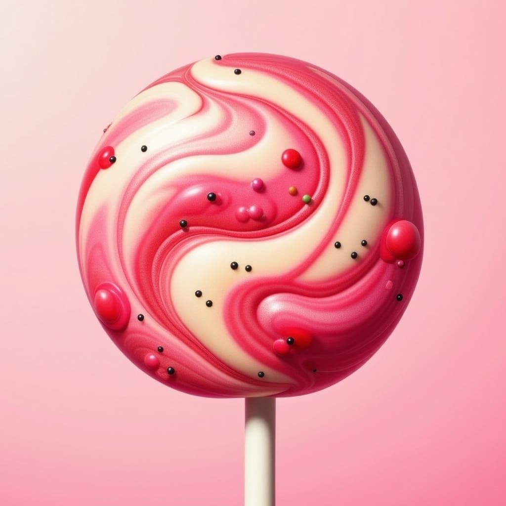 Whimsical Strawberry Swirl Lollipop in Pastel Colors