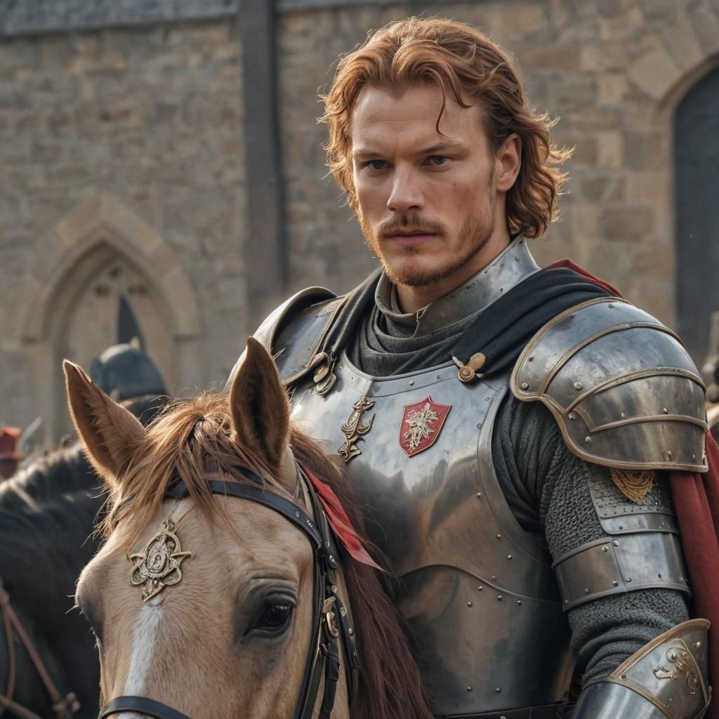 Crusader Knight on Armored Horse, Anime 3D Art