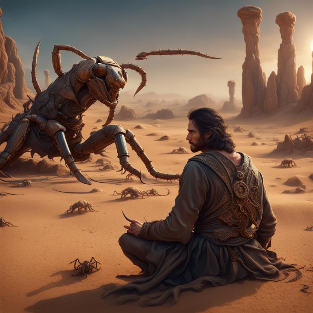 Artist in Scorpion Desert: Fantasy Concept Art