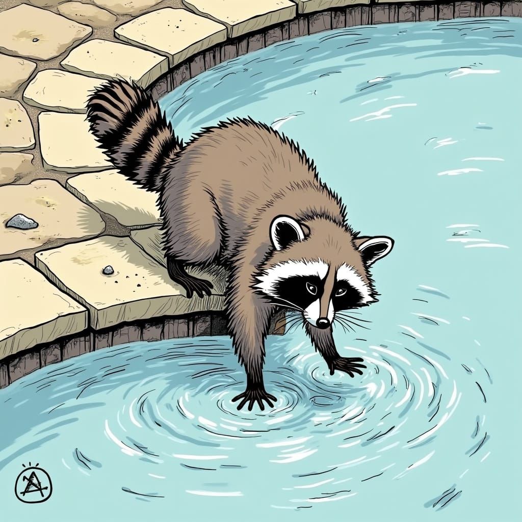 Raccoon Toe Dip: A Gary Larson-esque Cartoon