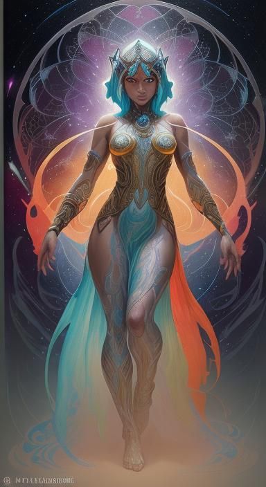 Ahsoka as Goddess in Energetic Galaxy Dress