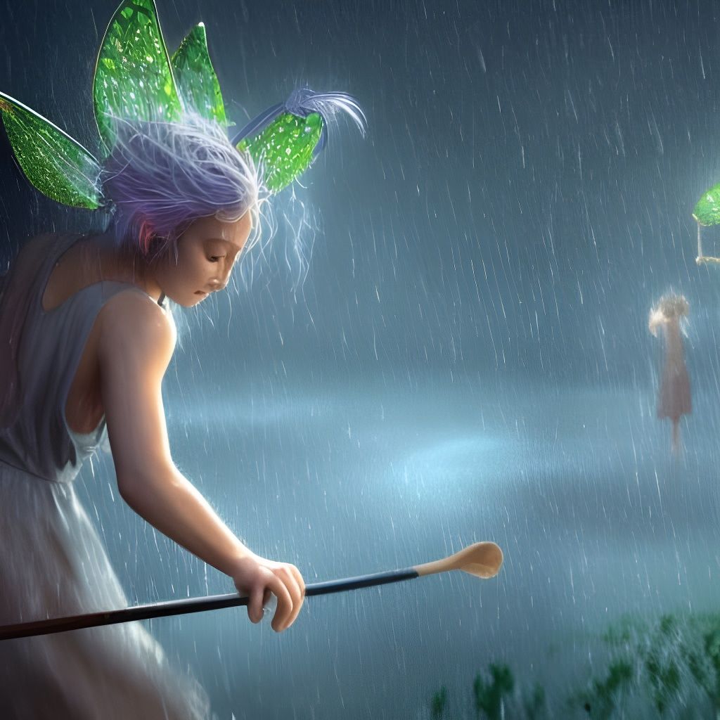 Raindrop Fairies Dance: A Fantastical Matte Painting
