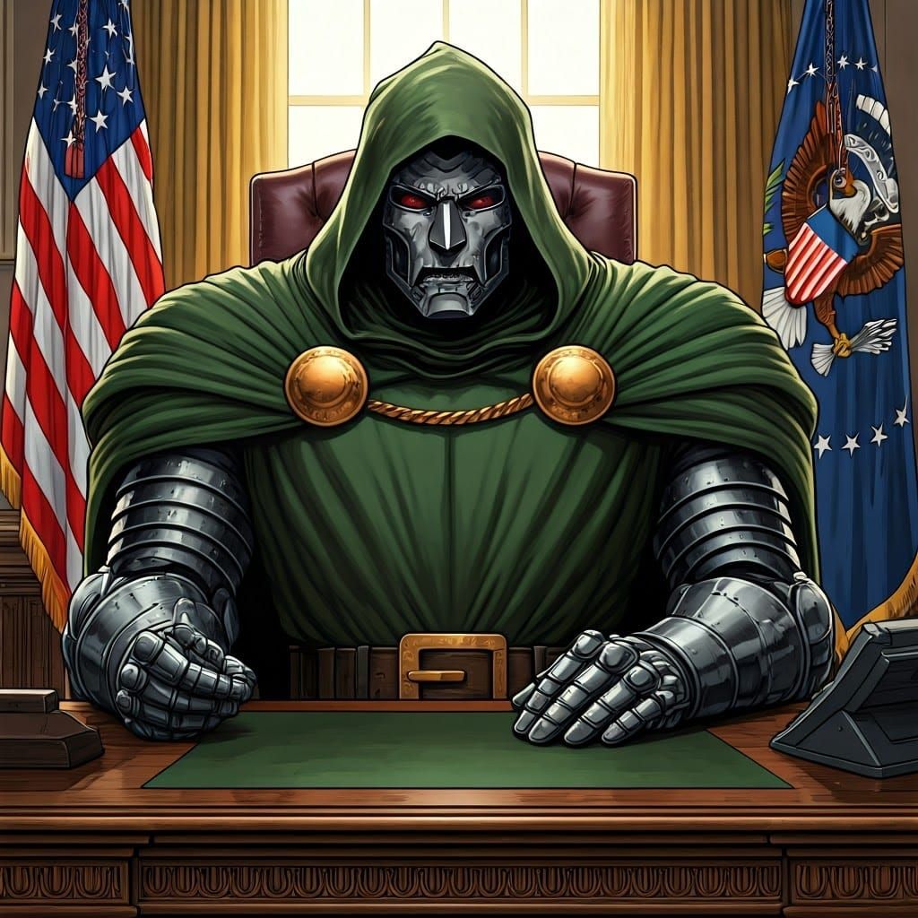 Regal Doctor Doom Rules from the Oval Office Throne