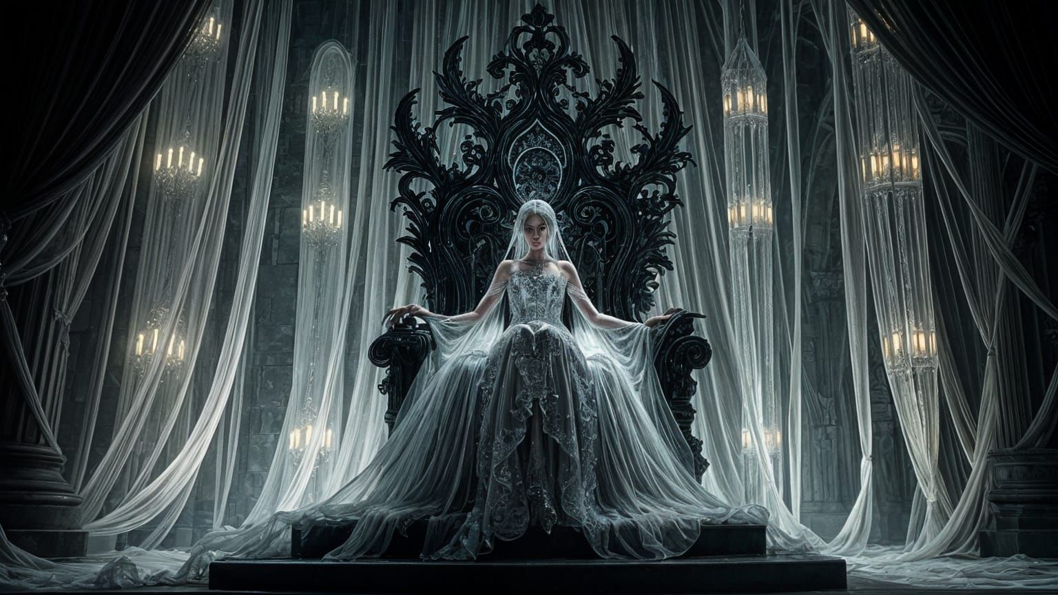 Ethereal Spider Silk Gown on Spectral Queen