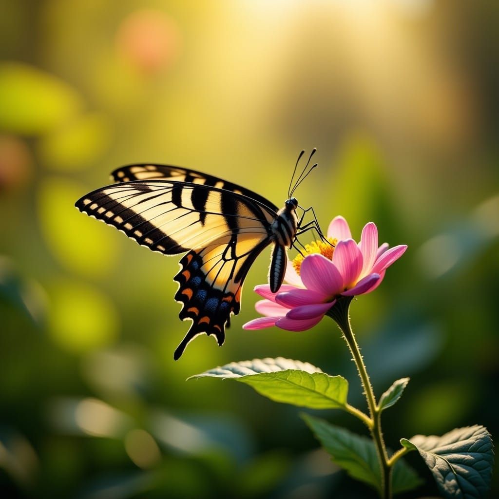Hyperrealistic Swallowtail Butterfly in Morning Light
